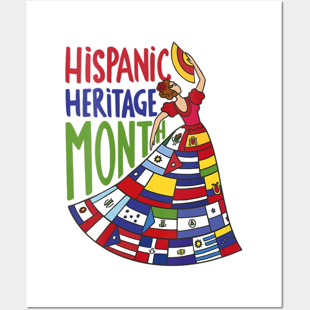 Latin Flags National Hispanic Heritage Month Wall Art by Eleam Junie